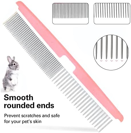 Small Animal Pet Grooming Kit with Pet Shedding Slicker Brush, Bath Massage Glove, Pet Grooming Comb, Nail Clipper Trimmer for Rabbit, Puppy, Kitten, Guinea Pig, Hamster, Ferret (Pink) - Image 5