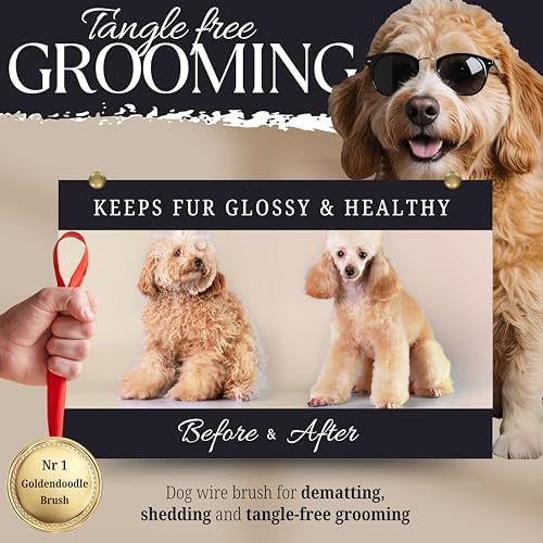 Tiny Slicker Brush for Dogs - Protected Pins for Extra Comfort - 1 inch Pins for Easy Detangling for Long Hair Dog, Cats, Doodle, Goldendoodle - Image 5