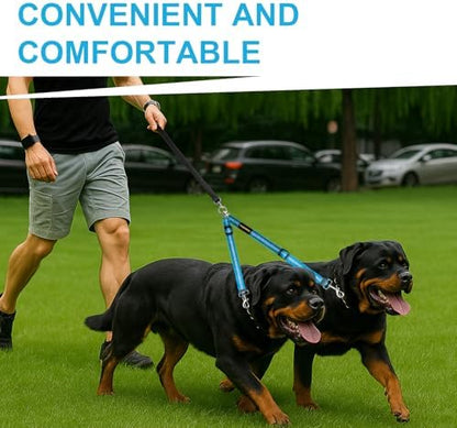 MingXpet Double Dog Leash for Two Dogs, No Pull Dog Leash, 360° Swivel No Tangle for Large Dogs Walking & Training, Shock Absorbing Reflective Bungee, Blue - Image 7