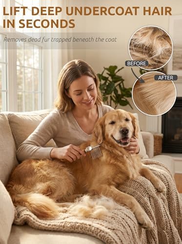 TAKAVU Dematting Comb for Dogs & Cats, 9-Blade Undercoat Rake - Image 5