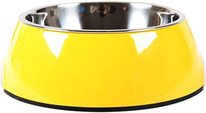 Pet Bowls Stainless Steel Dog Cat Pet Bowl Universal Pet Water and Food Bowls 4 Sizes and 5 Colors Available (L, Yellow)