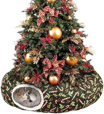 Cat Tunnel Bed Under Christmas Tree, 3x3ft Donut for Cats by Lonepetu