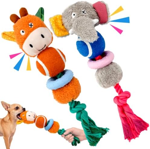 LECHONG 2-Pack Puppy Rope Teether Strings 4-in-1 Tug Toy for Small Dogs by LECHONG