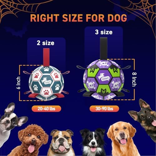 QDAN Halloween Dog Toys Balls with Straps, 8 Inch Large Dog Herding Balls - Image 6