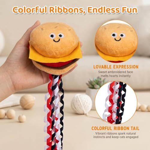 Hollypet 3 PCS Cat Feather Catnip Toys for Indoor Cats with Crinkle Ribbons - Image 4