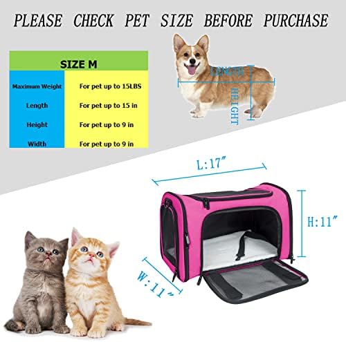 Soft Sided Carrier for Small Medium Cats Dogs,TSA Airline Approved Collapsible Travel Pet Carrier (Medium, Magenta) - Image 4