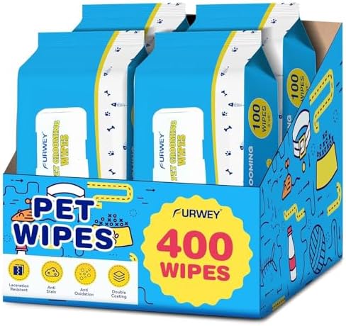 FURWEY 400PCS Pet Wipes for Dogs, Clean Paws and Butt Ears Eyes, 8x8 Inch by FURWEY