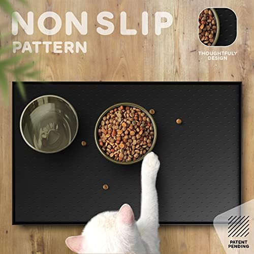 Dog Food Mat - 28x18 Raised Edges Dogs Mat for Food and Water Prevent Spill, Waterproof Cat Food Mats Protect Floors, Easy Clean Dog Bowl Mats for Food and Water, Silicone Pet Feeding Placemats - Image 4
