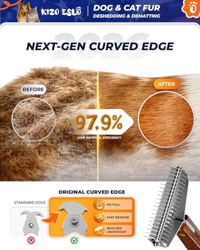 Undercoat Rake for Dogs & Cats, Dog Brush for Shedding, Dematting Comb - Image 3