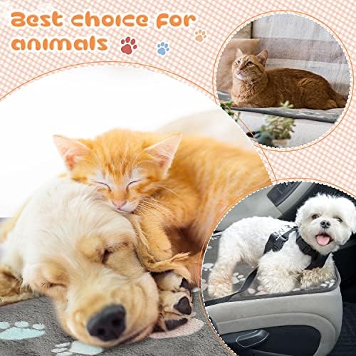 Tatuo 4 Pack Fleece Dog Blanket for Pet,Dark Gray,30 x 20.5 Inch,Paw - Image 5