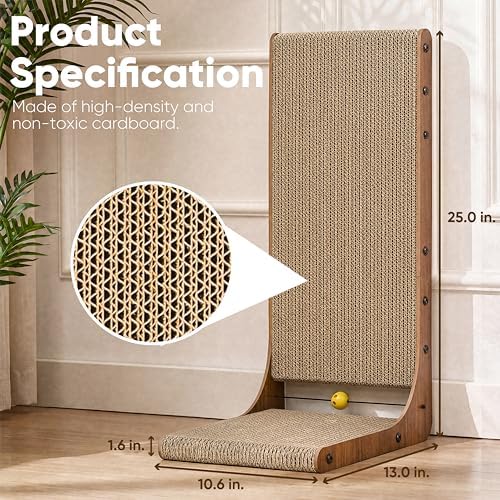 FUKUMARU Cat Scratcher 2 Packs, 25 Inch Cat Scratching Boards, L Shaped Pad - Image 5