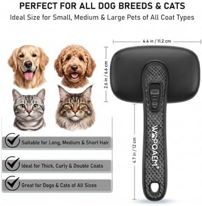 Self Cleaning Slicker Brush for Dog and Cat Shedding, Black - Image 6