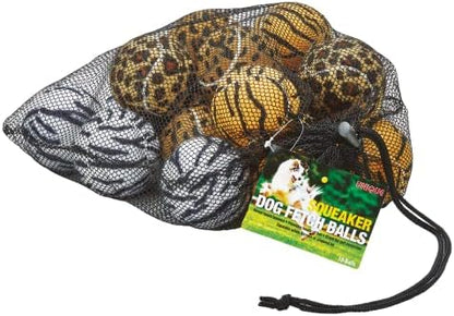 Unique Sports Dog Fetch Squeaker Balls Animal Prints 18 Pack by Tourna
