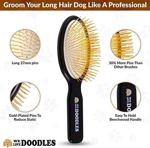We Love Doodles Dog Dematting Rake & Pin Brush Bundle - Detangler Brush for Dogs, Comb Tool for Grooming, Matted Fur Removal, Pet Grooming Detangler Pin Dog Brush for Shedding and Removing Loose Fur - Image 6