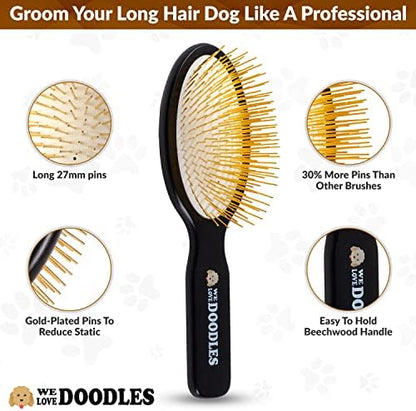 We Love Doodles Dog Dematting Rake & Pin Brush Bundle - Detangler Brush for Dogs, Comb Tool for Grooming, Matted Fur Removal, Pet Grooming Detangler Pin Dog Brush for Shedding and Removing Loose Fur - Image 6