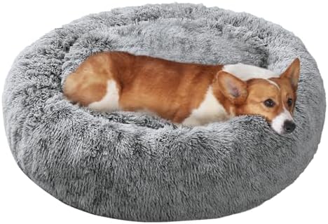 JOLLYVOGUE Dog Bed, Calming Anti-Anxiety Large Dog Bed, Fluffy Donut Cushion for Medium and Large Pets (27") by JOLLYVOGUE