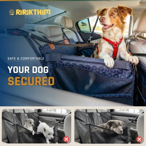 Dog Car Seat for Large Medium Dogs, Back Seat Extender for Pets with Hard Bottom, Waterproof Dog Seat Cover with 3 Mesh Windows, Removable Fleece Mat for Cars SUVs Trucks - Image 5
