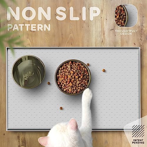 Dog Food Mat - Raised Edges Dogs Mat for Food and Water Prevent Spill, Waterproof Cat Food Mats Protect Floors, Easy Clean Dog Bowl Mats for Food and Water, Silicone Pet Food Tray - Image 4
