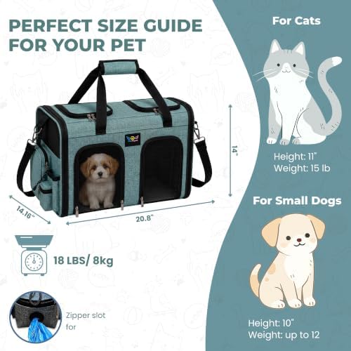 Premium Double Pet Carrier – Spacious 2-in-1 Travel Bag for 2 Cats or Small Dogs, with Divider, Breathable Mesh, Soft-Sided, Foldable Design - Image 4