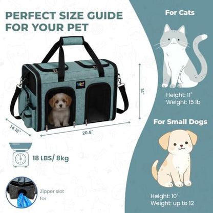 Premium Double Pet Carrier – Spacious 2-in-1 Travel Bag for 2 Cats or Small Dogs, with Divider, Breathable Mesh, Soft-Sided, Foldable Design - Image 4