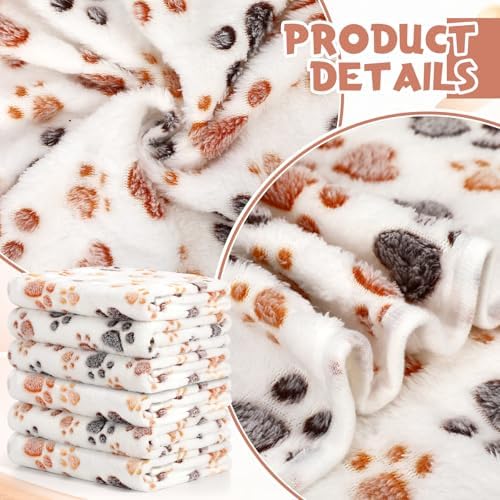 Tegeme 12 Pcs Pet Blankets 41 x 30 Inch Soft Fluffy Fleece Dog Cat Warm Paw Print Pattern Blankets Flannel Throw for Pets Dog Puppy Cat(White, Gray) - Image 3