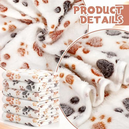 Tegeme 12 Pcs Pet Blankets 41 x 30 Inch Soft Fluffy Fleece Dog Cat Warm Paw Print Pattern Blankets Flannel Throw for Pets Dog Puppy Cat(White, Gray) - Image 3