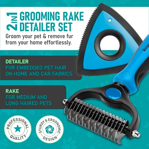 Maxpower Planet Pet Grooming Rake and Mini Pet Hair Remover Tool, Undercoat Rake for Dogs & Hair Remover for Car Carpet, Cat Fur Removal and Double-Sided Deshedding Dematting Tool for Dogs and Cats - Image 2
