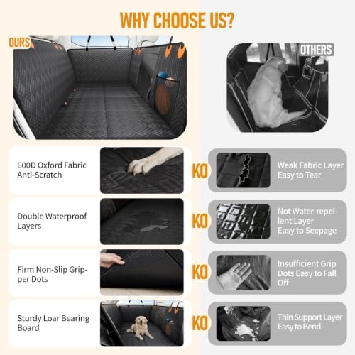 PROZAR Dog Car Seat Cover for Back Seat, Hard Bottom Back Seat Extender - Image 5
