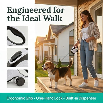 26ft Retractable Dog Leash Durable for Dog up to 110lbs, White - Image 4