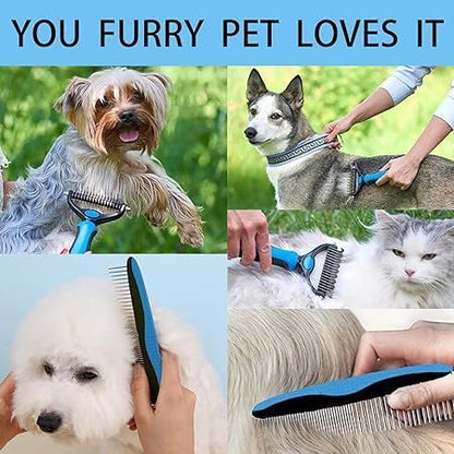 Double-Sided Pet Dematting Comb – 2-in-1 Undercoat Rake for Dogs & Cats, Stainless Steel Blade + PP Handle, Removes Tangles & Floating Hair, Lightweight 113 g, Home Grooming Tool - Image 3
