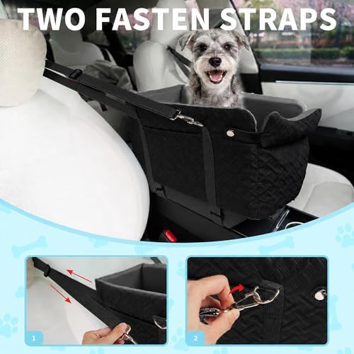Center Console Dog Car Seat for Small Dogs Under 15 lbs, Black - Image 6