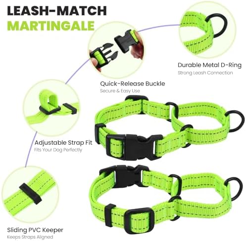 VIVAGLORY Double Handle Dog Leash Twingrip, 5ft x 1in, L, Neon Yellow - Image 4