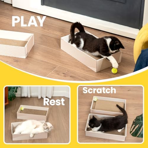 Conlun Cat Scratcher Box with 4 Pads & 2Cardboard Boxes - Image 3