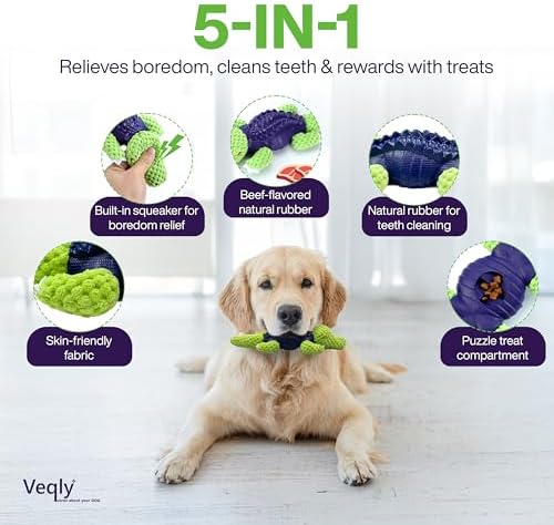 Dog Chew Toys for Small and Medium Breeds, Squeaky Dog Toys Plush, Interactive Dog Toys to Keep Them Busy, Alligator Dog Puzzle Toy, Dogs Dental Chew, Beef Flavored Chew Toy, Dogs Birthday Toy- Green - Image 2