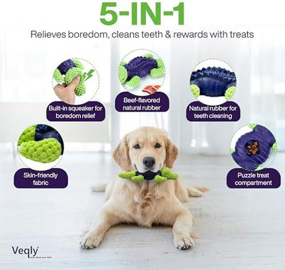 Dog Chew Toys for Small and Medium Breeds, Squeaky Dog Toys Plush, Interactive Dog Toys to Keep Them Busy, Alligator Dog Puzzle Toy, Dogs Dental Chew, Beef Flavored Chew Toy, Dogs Birthday Toy- Green - Image 2