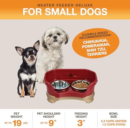Neater Pet Brands Neater Feeder Deluxe Mess Proof Dog Bowls Elevated for Small Dogs Under 19 lbs, Made in USA, No Spill Raised Dog Food Bowl Stand Feeding Station, Food and Water Bowl Set, Cranberry - Image 2