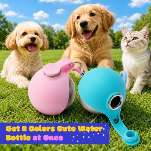 2 Pcs Portable Dog Water Bottle, 10oz Stainless Steel Puppy Water Tumbler - Image 2