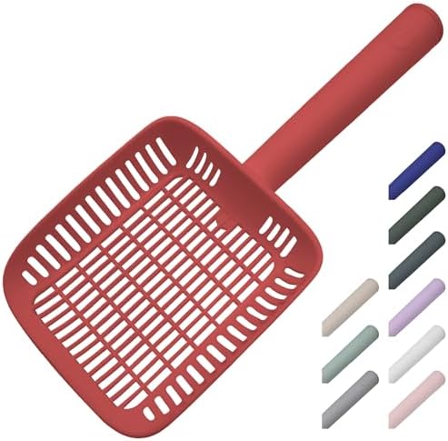 TypeC Cat Litter Scoop - Small Holes (0.11in) Big Size Scooper - Long Handle & Easy Cleaning - Hanger for Litter Box by CATSTAG