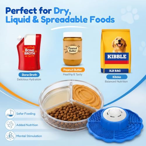 Slow Feeder Dog Bowls with Lick Mat & Rolling Lick Ball, Enrichment Toys - Image 3