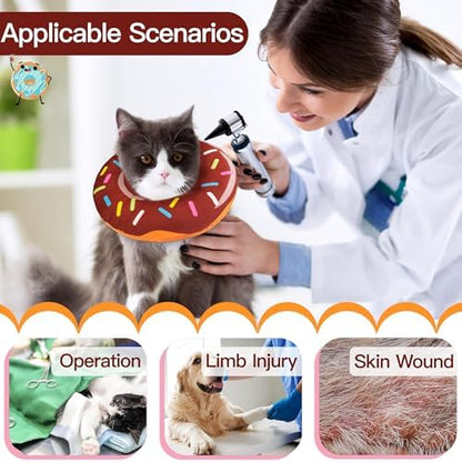 Cat Cone Collar Soft, Cute Cat Donut Collar After Surgery, Adjustable Kitten Recovery Cones to Stop Licking, Lightweight Neck Elizabethan Collars for Cats Kittens (Brown, Medium) - Image 3