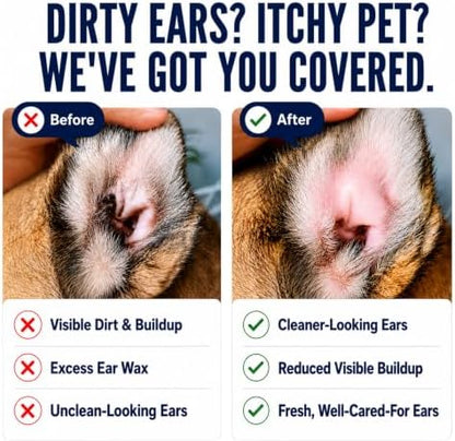 Dog Ear Cleaner Drops & Ear Wipes Kit – Advanced Pet Ear Cleaning Solution with Hypochlorous Acid, Helps Relieve Itchy Ears, Removes Wax & Odor, Gentle for Dogs & Cats - Image 4