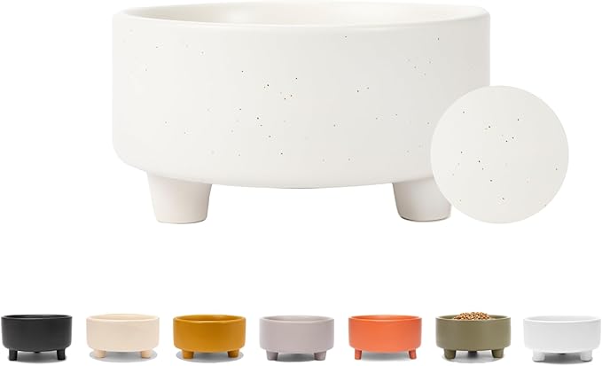Waggo Uplift Ceramic Dog Bowl for Small Medium and Large Breeds - Heavyweight and Durable Pet Food and Water Dish Crock, Dishwasher Safe, Modern, Elevated Feeder (Speckle, Small)