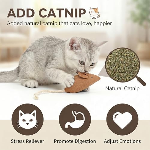 Catnip Mice Cat Toys, 6 Pcs Interactive Fabric Mouse Toys for Indoor Cats - Image 3