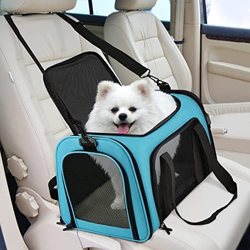 Henkelion Pet Carrier for Small Medium Cats Puppies up to 15 Lbs, Airline Approved Small Dog Travel Puppy Carrier Soft Sided, Collapsible - Blue - Image 5