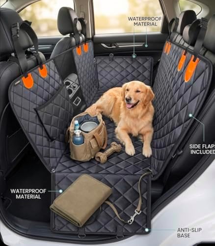 Dog Car Seat Cover for Back Seat, 100% Waterproof Pet Seat Cover with Mesh Visual Window, Scratchproof Nonslip Dog Hammock for Car, Bench & Cargo Liner Style, Universal Size Fits Cars, SUVs, Trucks - Image 2