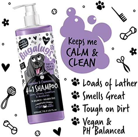 Dog Shampoo by Bugalugs Lavender & Chamomile 4 in 1 Dog Grooming Shampoo Products for Smelly Dogs with Fragrance, Best Puppy Shampoo, Vegan pet Shampoo & Conditioner - Image 5