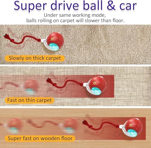 Interactive Cat Toys Ball for Indoor Cats Fast Rolling on Carpet, Chirping & Motion Activate Cat Toys (Red) - Image 2