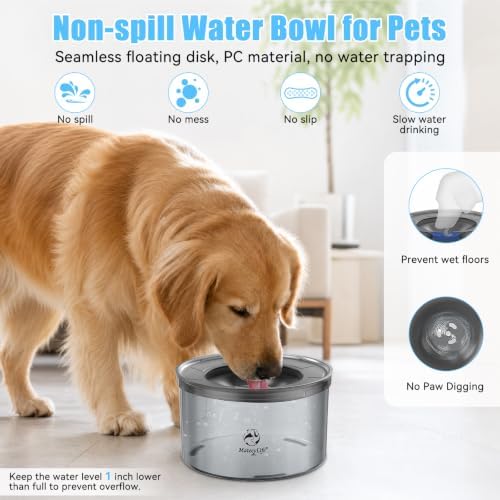 MateeyLife 1 Gallon Dog Water Bowl No Spill 3.8L Large Capacity Slow Feeder - Image 2