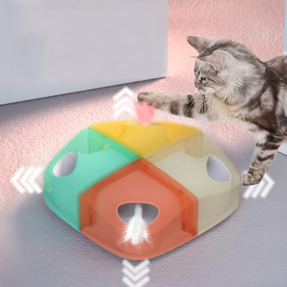TANU Automatic Interactive Cat Feathers Toys for Indoor Cats,Whack a Mole Electric Feather Moving Smart Toy,Motion Activated USB Rechargeable Cat Teaser