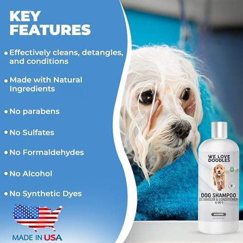 Dog Shampoo Conditioner & Detangler, Hypoallergenic Tearless Unscented 16OZ - Image 2
